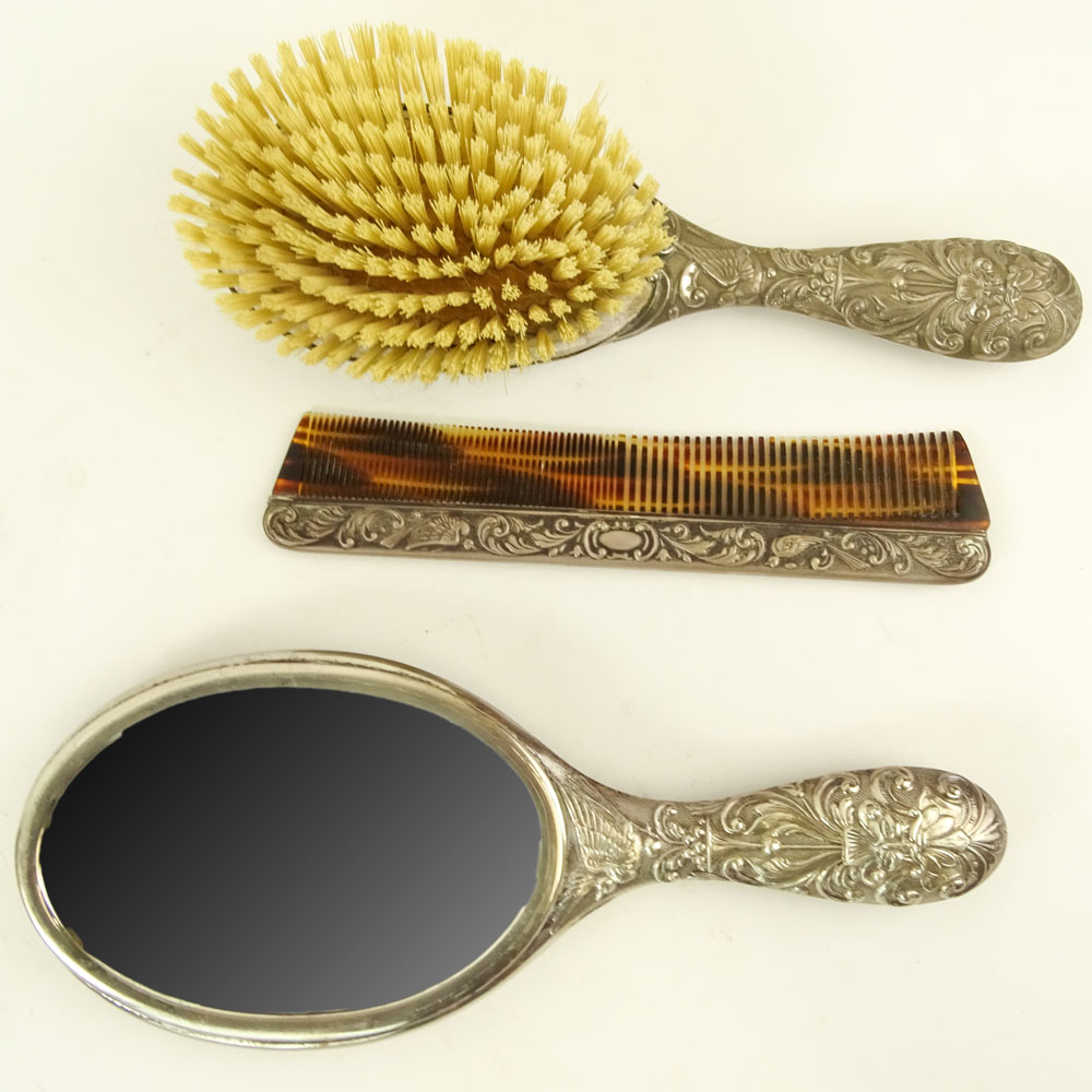 3 Piece Sterling Vintage Vanity Set.