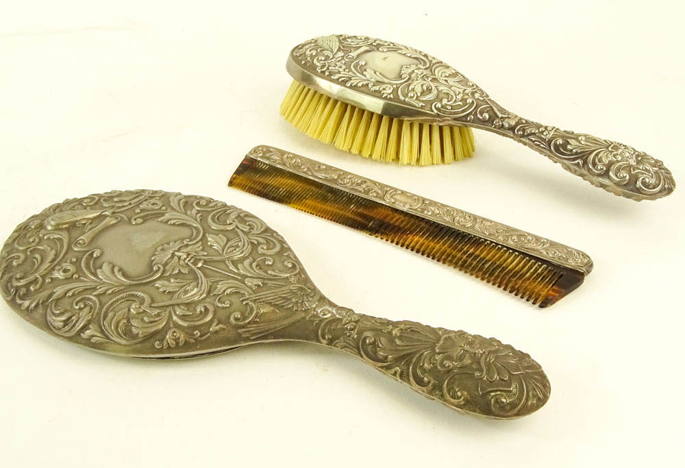 3 Piece Sterling Vintage Vanity Set.
