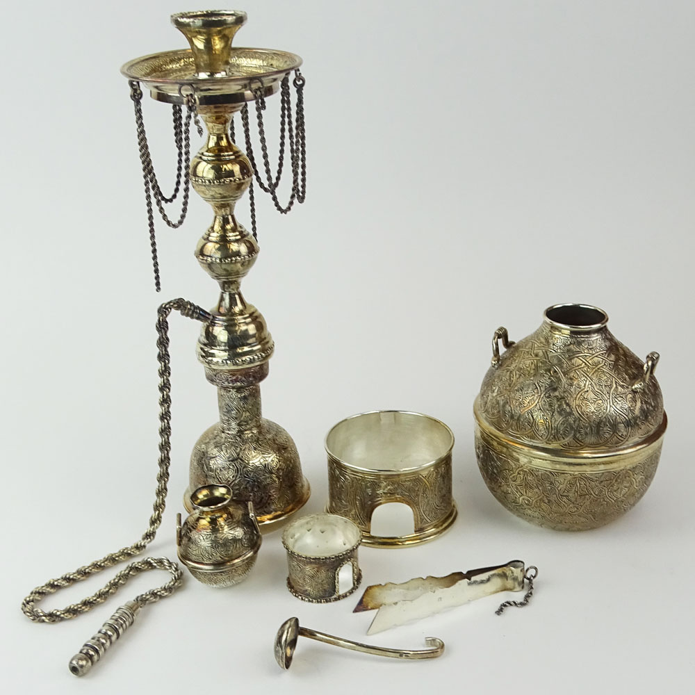 Vintage Egyptian 900 Silver Water Pipe/Hookah.