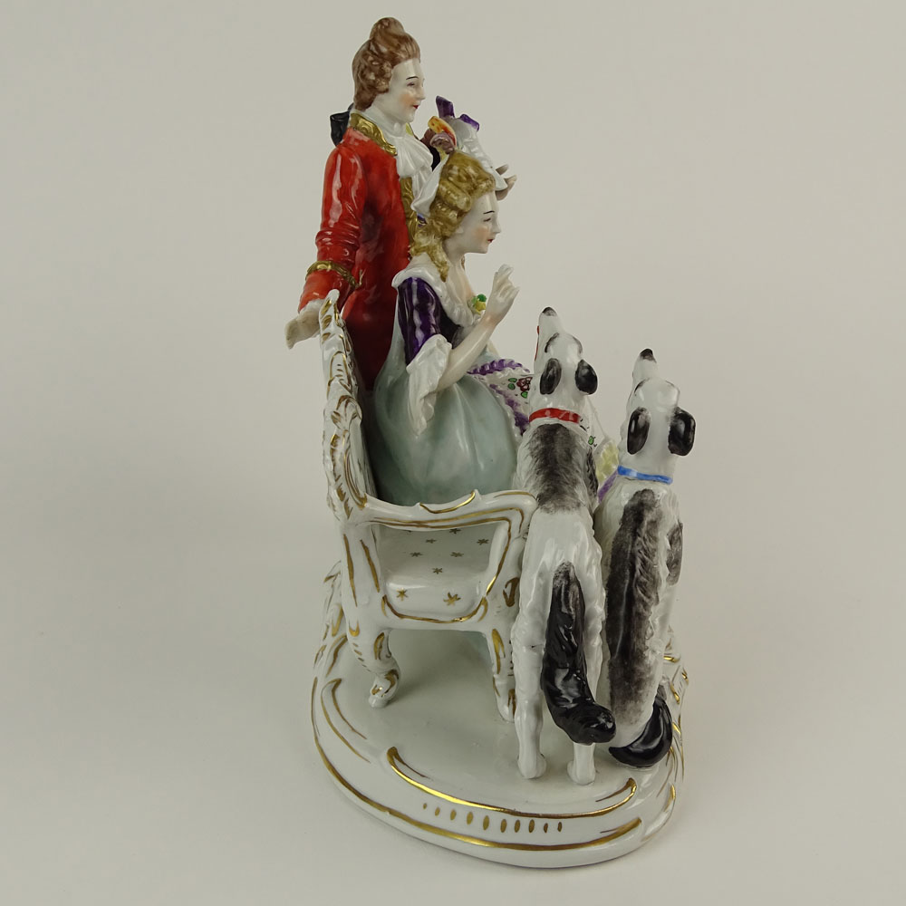 Vintage Capodimonte Porcelain Group "Man & Woman with Dogs" 
