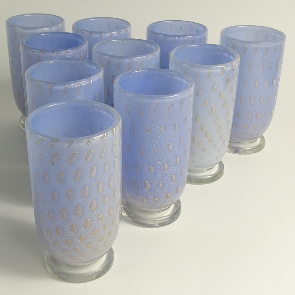 Set of 8 Mid Century Murano Footed Glass Beakers.