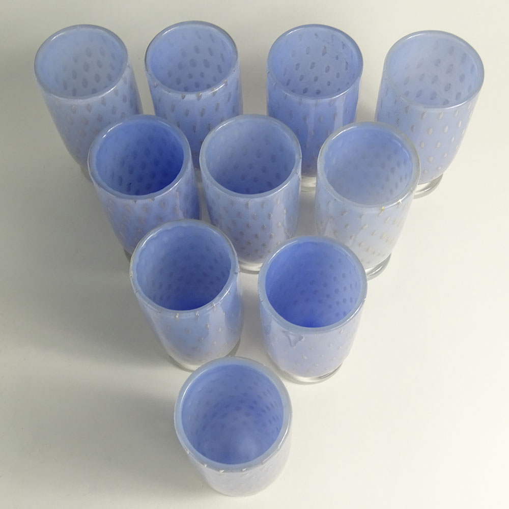 Set of 8 Mid Century Murano Footed Glass Beakers.