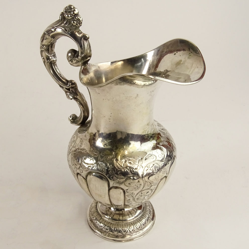 Antique Silver, Probably 19th Century German, Cream Pitcher. Illegible hallmark on interior bottom.