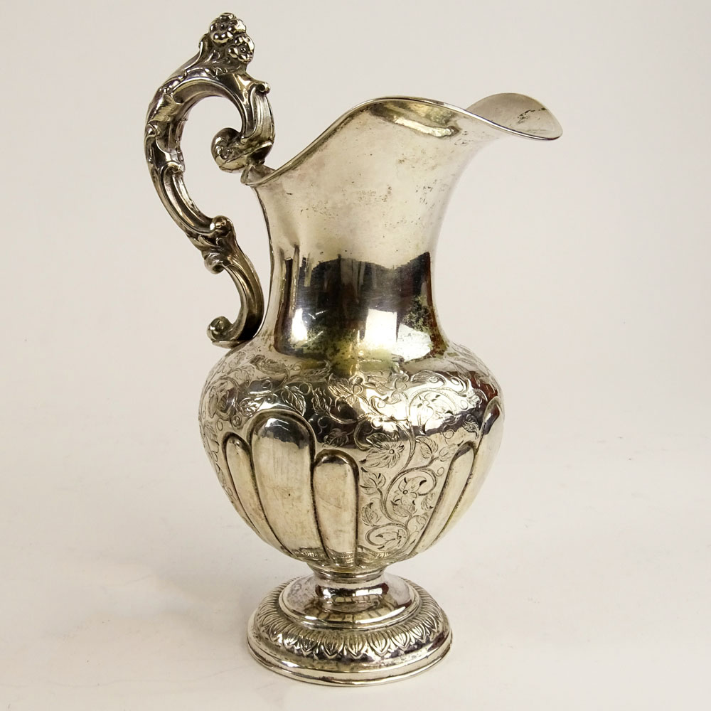 Antique Silver, Probably 19th Century German, Cream Pitcher. Illegible hallmark on interior bottom.