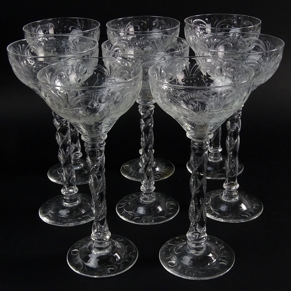 Eight (8) Webb Corbett Etched Crystal Goblets.