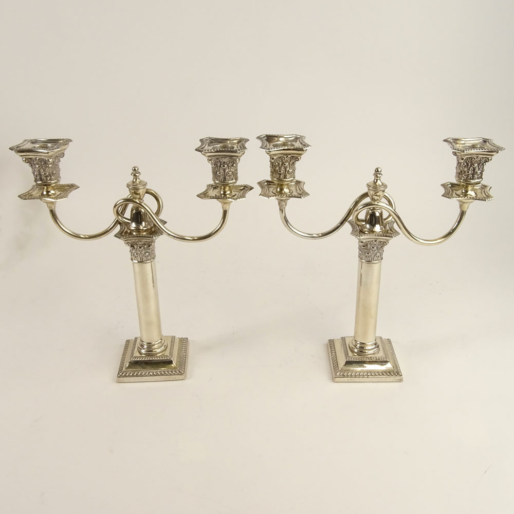 Vintage silver plate 2 light candlesticks.