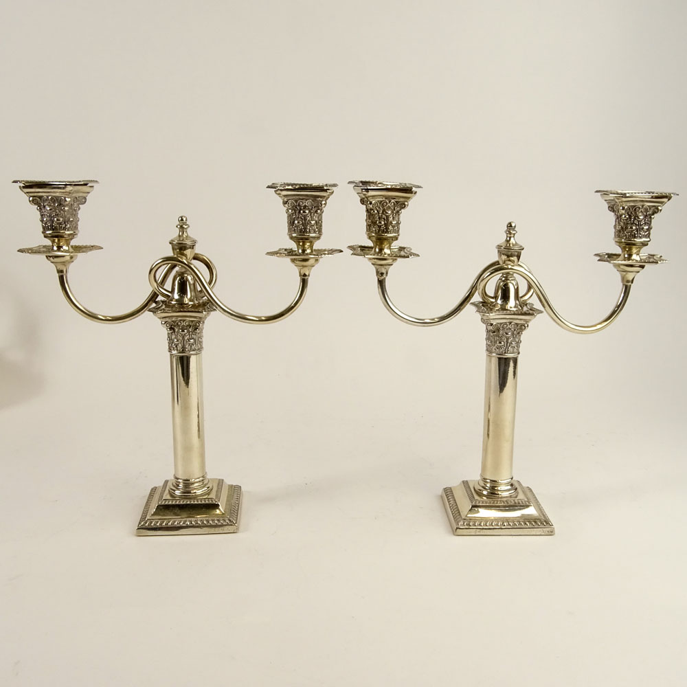 Vintage silver plate 2 light candlesticks.