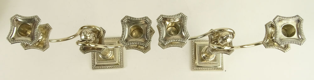 Vintage silver plate 2 light candlesticks.