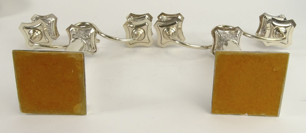 Vintage silver plate 2 light candlesticks.