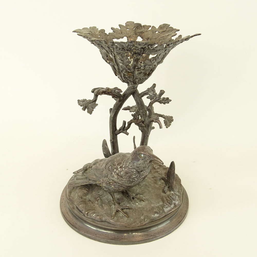 Victorian Silver Plate Bird Centerpiece Stand.