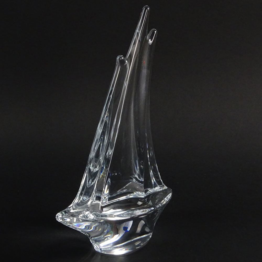 Daum France Crystal Sailboat Sculpture.