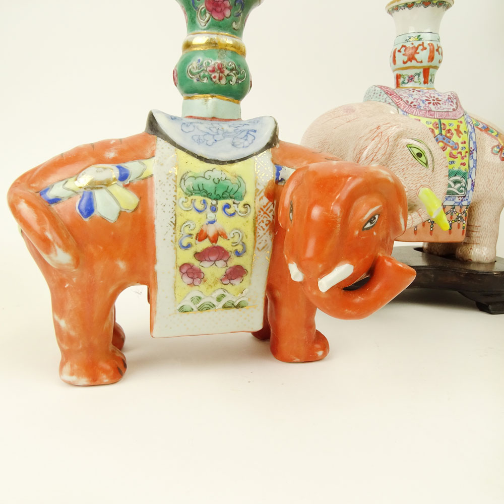 Lot of 4 Porcelain Animal Candleholders and Figure.