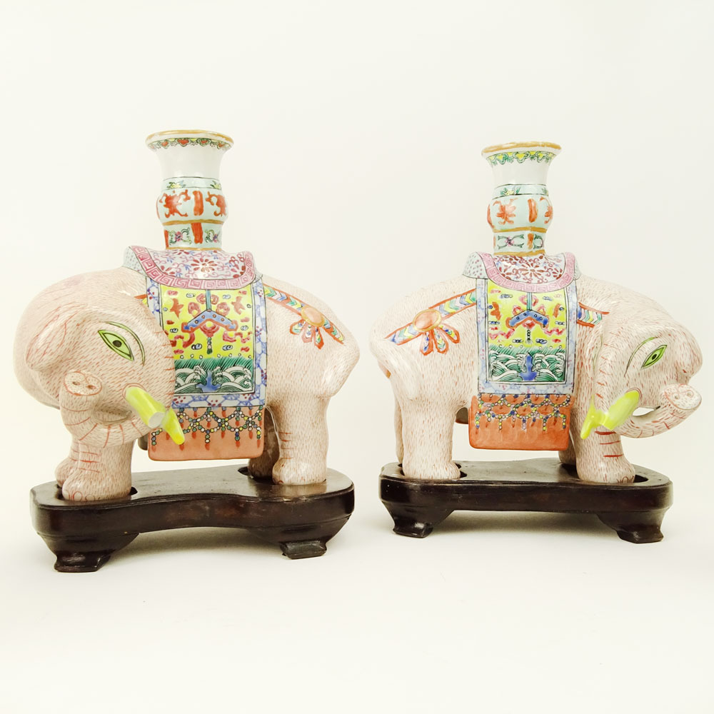 Lot of 4 Porcelain Animal Candleholders and Figure.