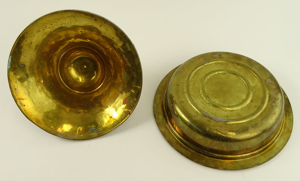 Vintage Moroccan Brass and Inlaid Bone Tagine.