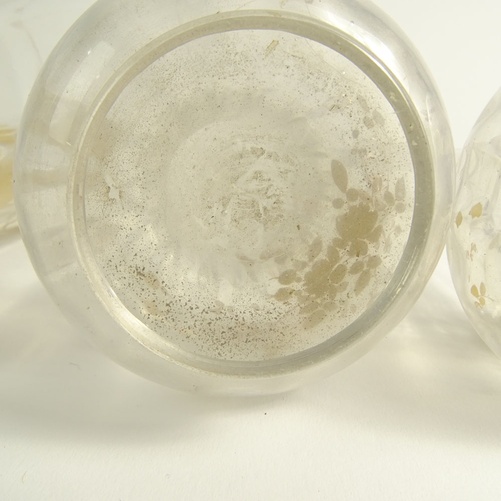 Four (4) Piece Lot Gilt Decorated Glass Vases.
