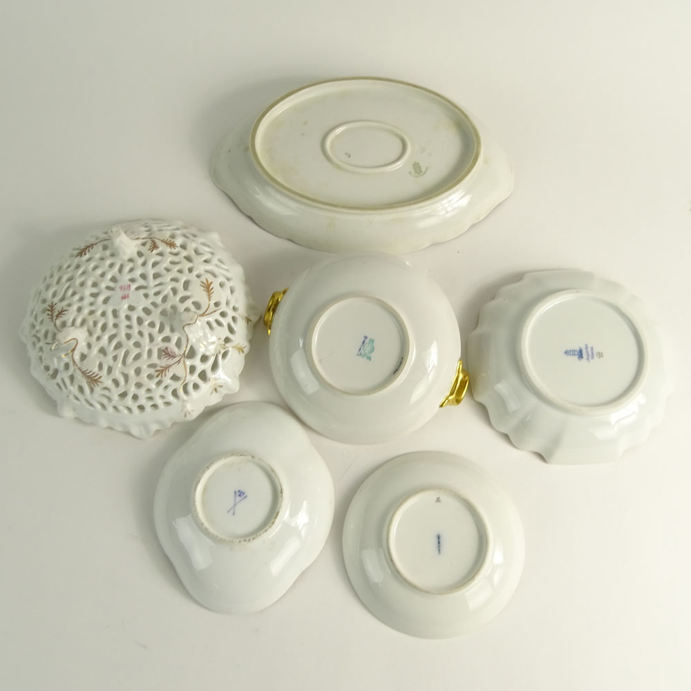 Lot of Six (6) Antique Continental Hand Painted Porcelain Tabletop Items.