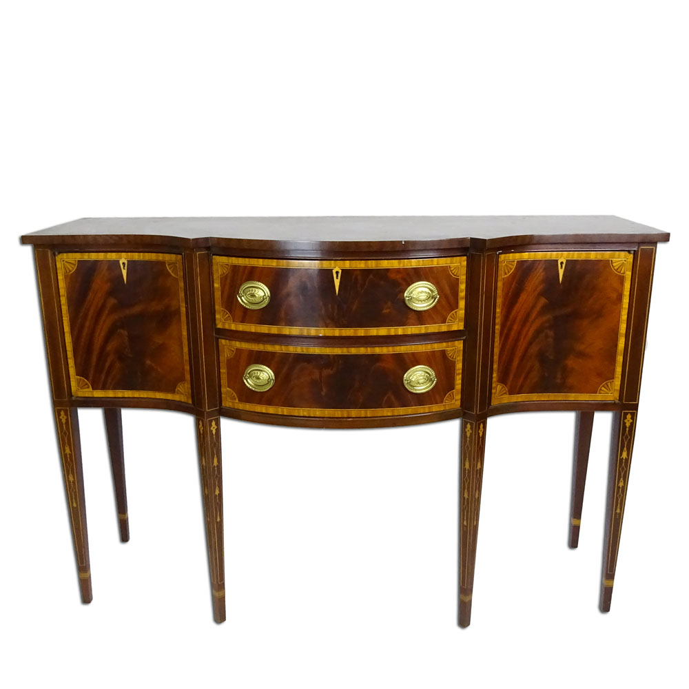 Mid 20th Century Inlaid Mahogany Sheraton Style Sideboard.