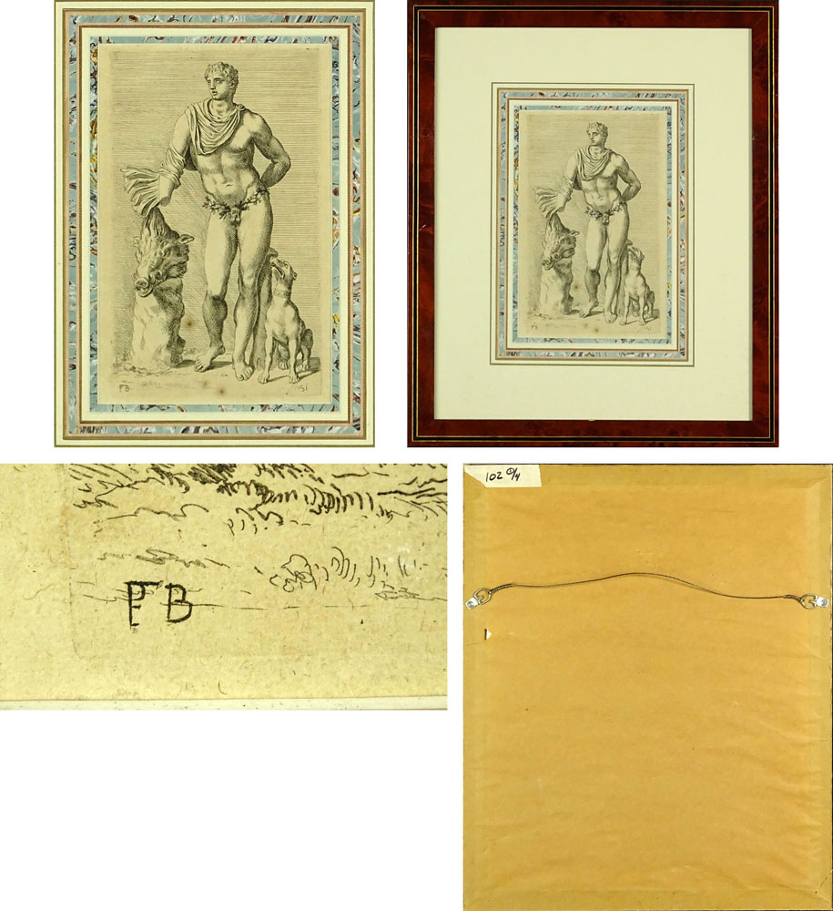 Group of Four (4) 18th Century Copper Engravings. Neo-Classical Male Nudes.