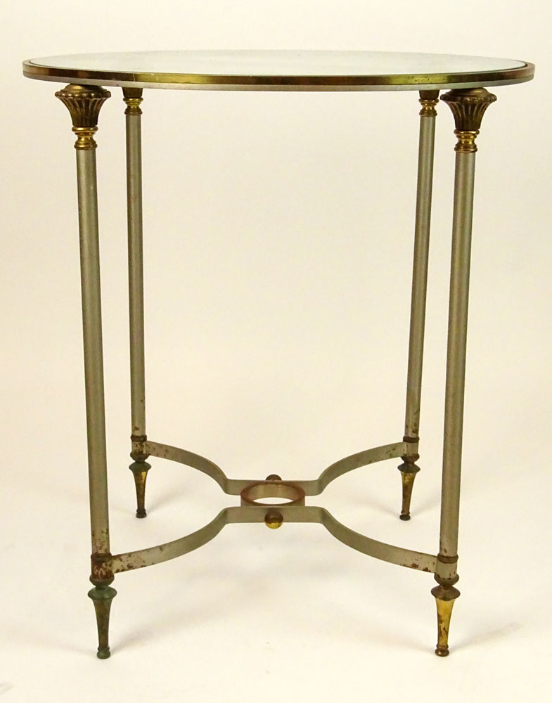 Vintage Stainless Steel and Brass Occasional Table with Brass Top.