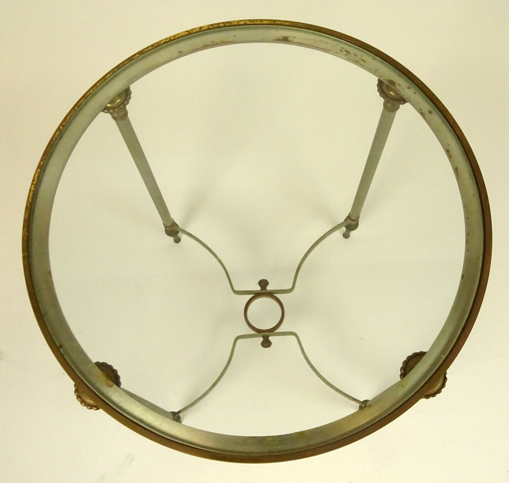 Vintage Stainless Steel and Brass Occasional Table with Brass Top.