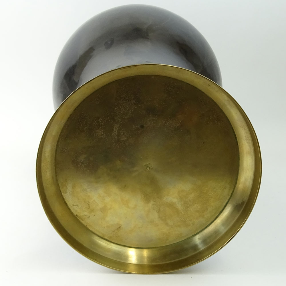 Large Mid 20th Century Korean Mother of Pearl Inlaid Enamel Vase.