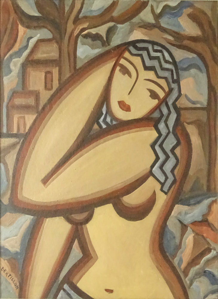 Suzanne Bertillon, French (20th C) Oil on canvas "Nude". 