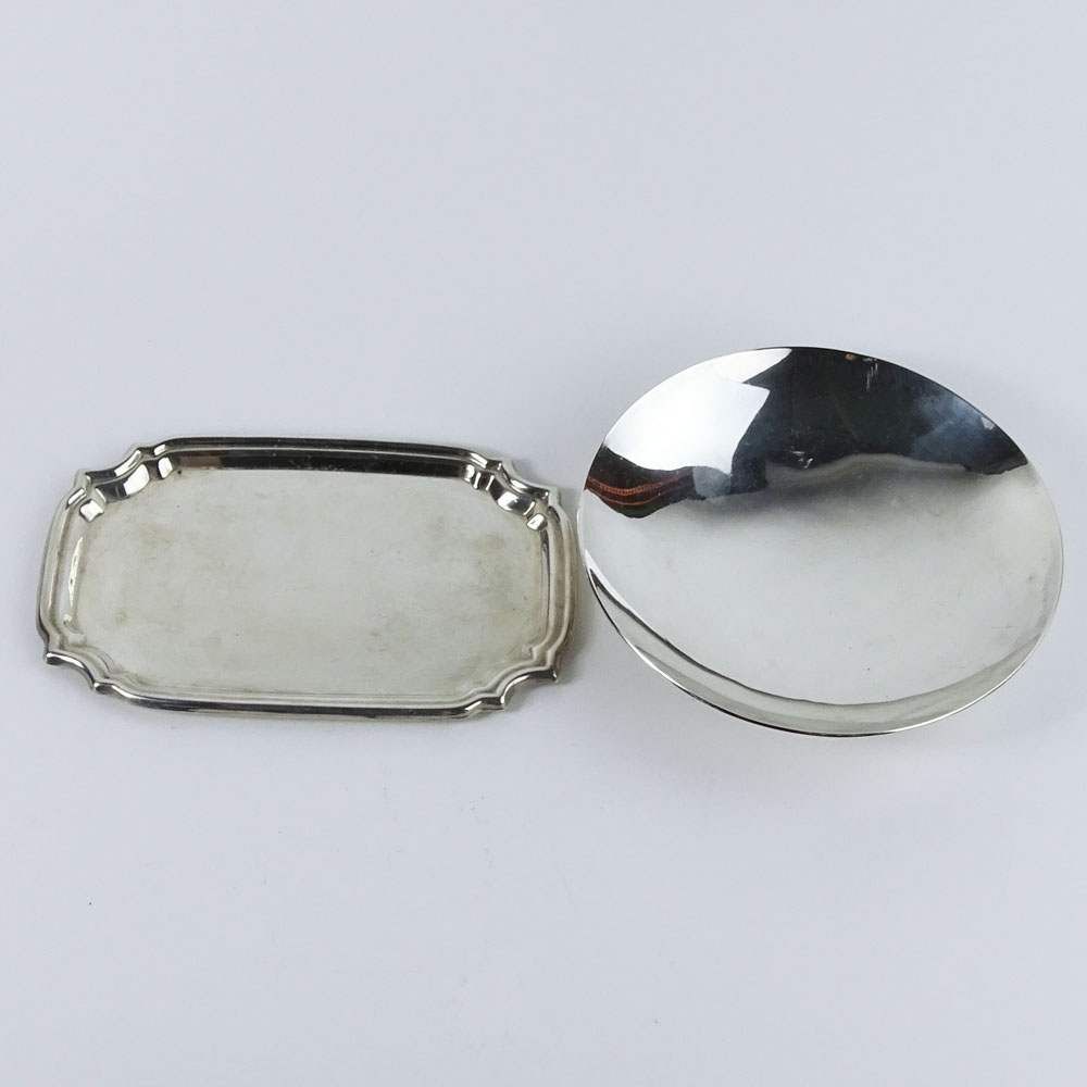 A Sterling Silver Shallow Bowl and a Small Rectangular Tray.