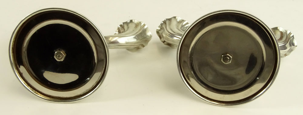 Pair German 835 Silver 2 Light Candlesticks. Signed 835. Light dings, bottoms with metal plates.