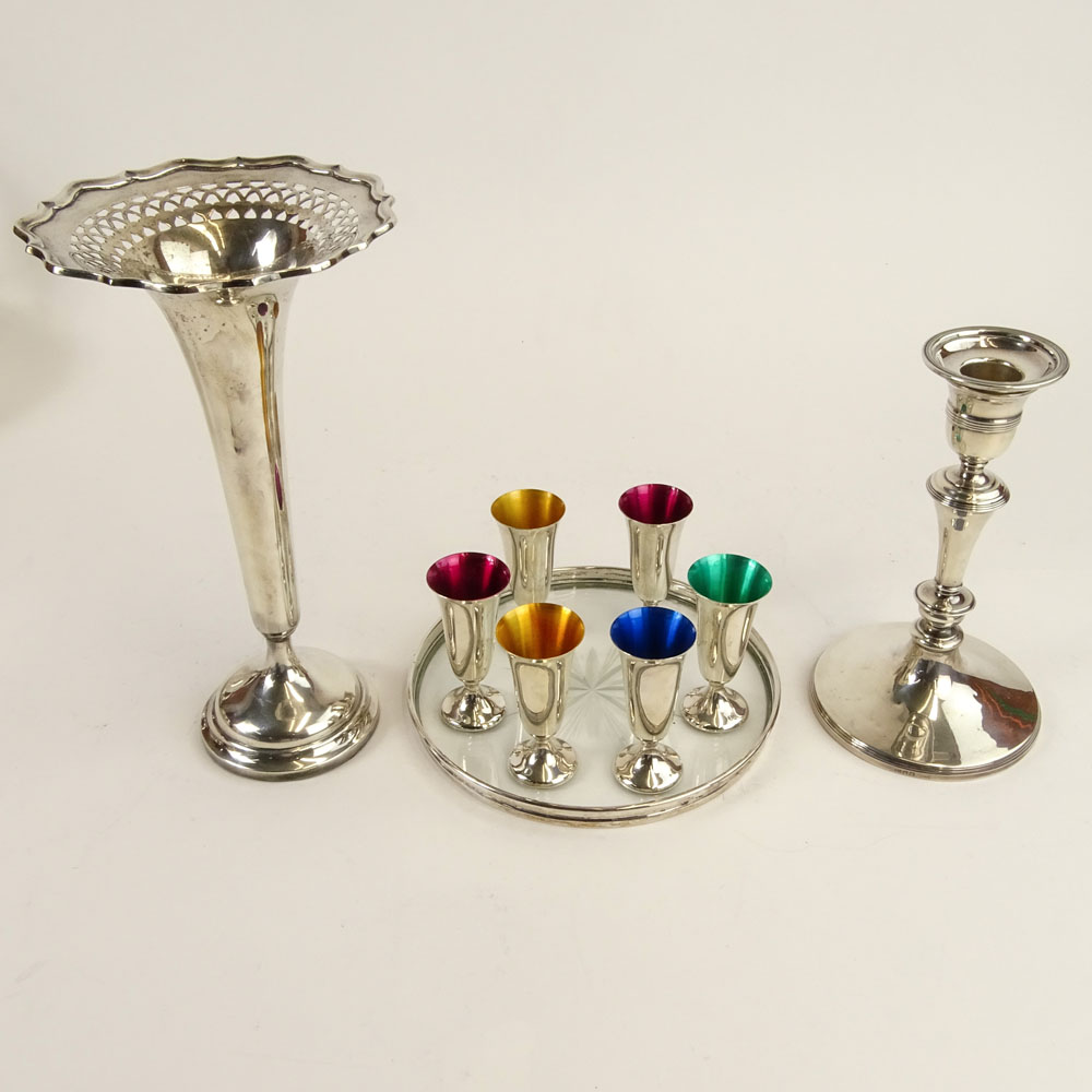 Miscellaneous lot of Nine (9) Sterling silver tabletop items.