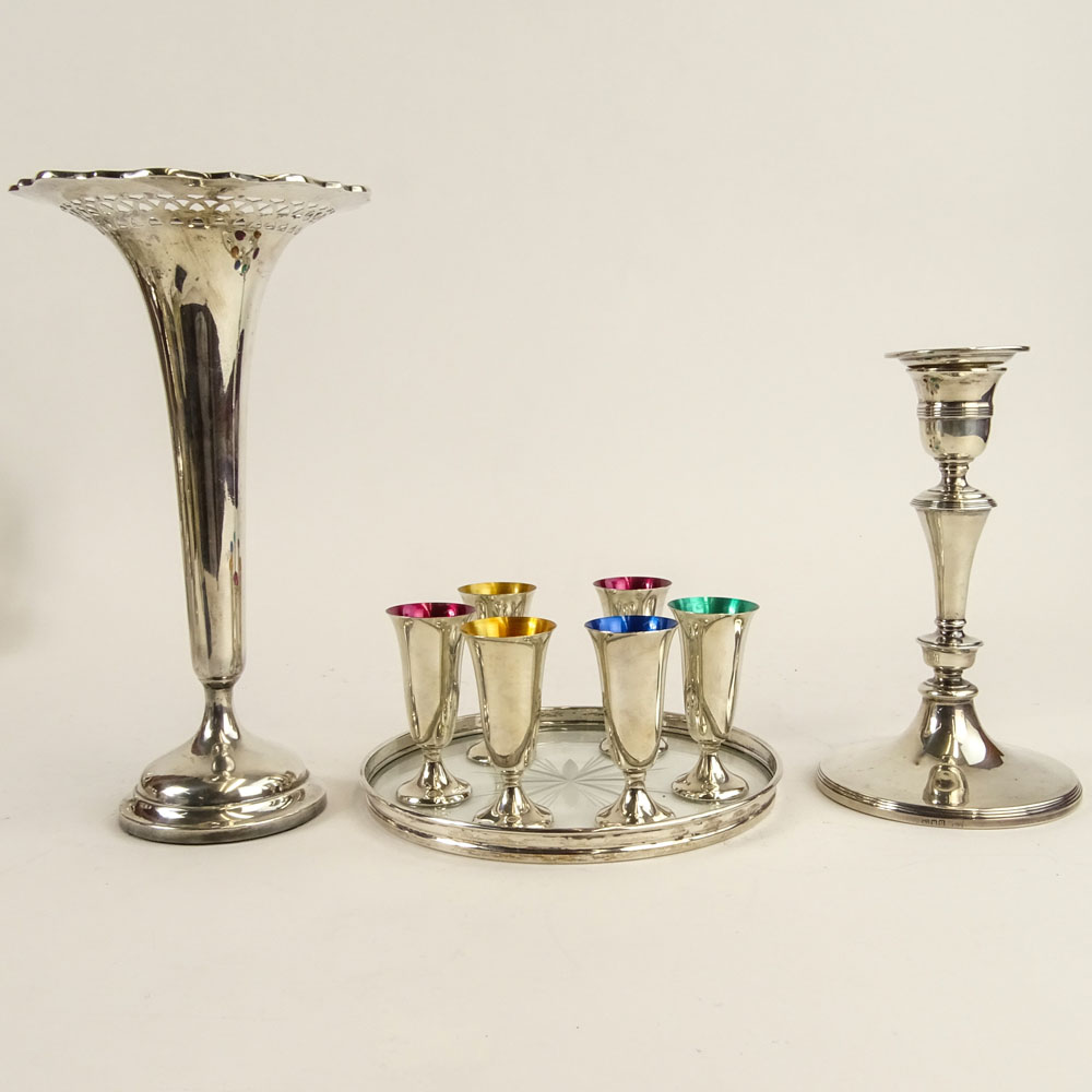 Miscellaneous lot of Nine (9) Sterling silver tabletop items.