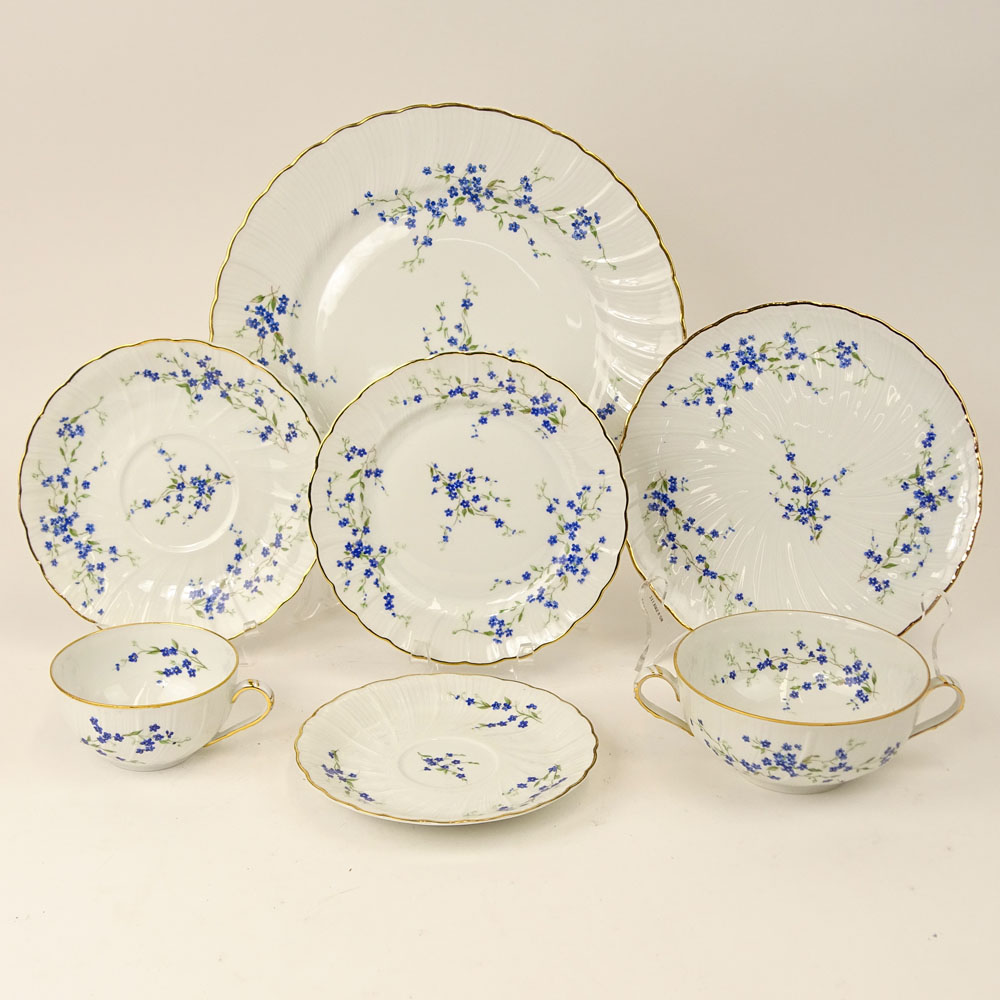 Sixty Eight (68) pieces Bernaduad Limoges  Porcelain Dinner Set. "Myosotis"