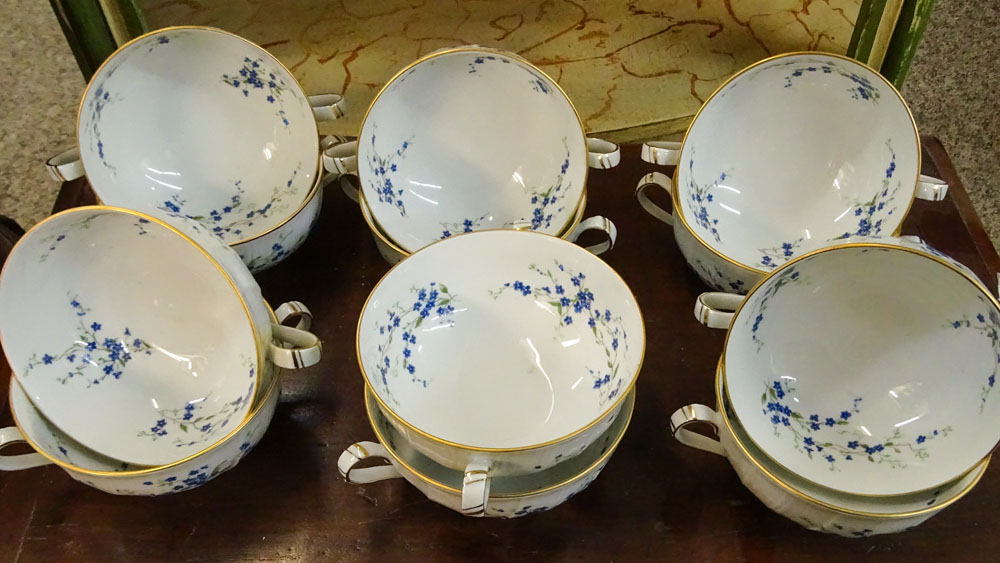 Sixty Eight (68) pieces Bernaduad Limoges  Porcelain Dinner Set. "Myosotis"