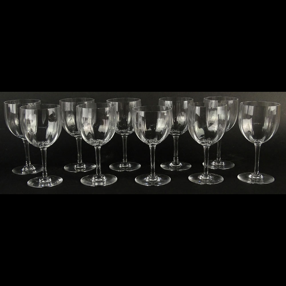 Set of Ten (10) Baccarat Montaigne-Optic Claret Glasses.