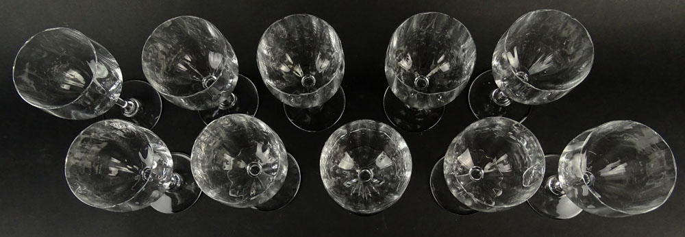 Set of Ten (10) Baccarat Montaigne-Optic Claret Glasses.