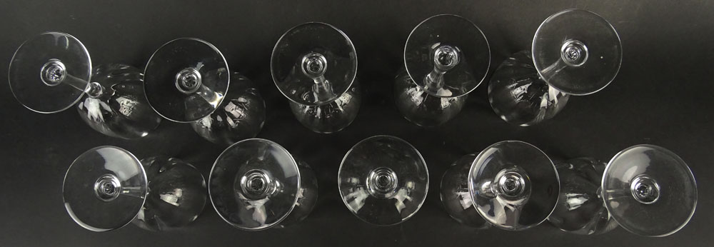 Set of Ten (10) Baccarat Montaigne-Optic Claret Glasses.