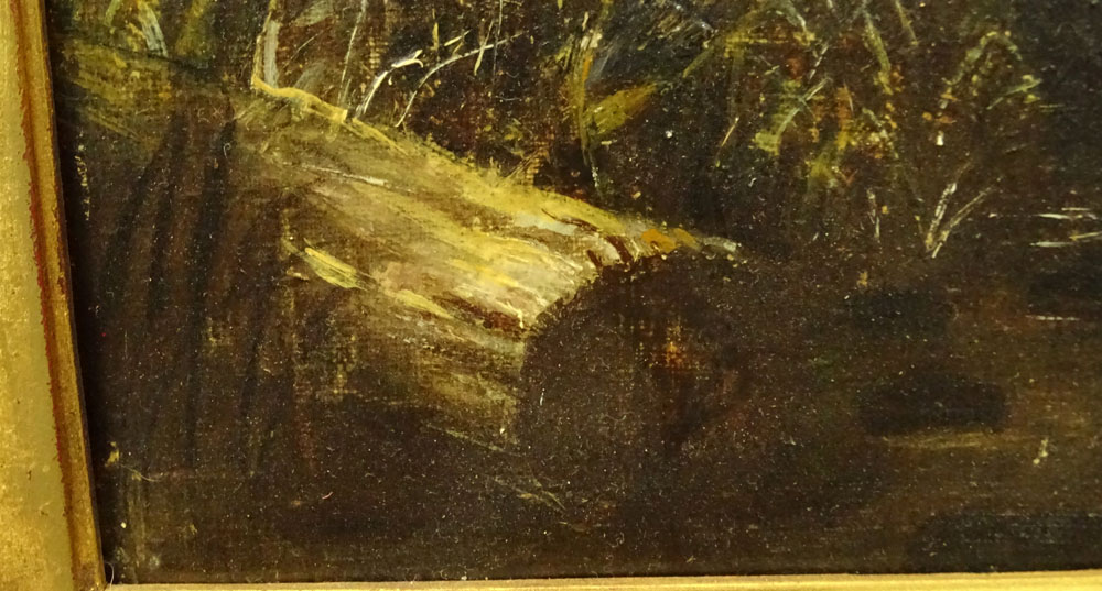 Early 19th Century English Oil on Canvas "Crossing The Stream".
