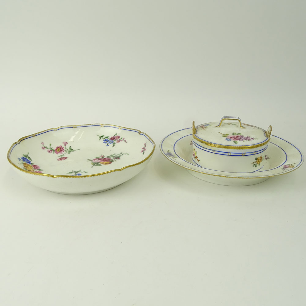 Collection of Four (4) 18th Century Sevres Porcelain Covered Butter Dishes and bowls.