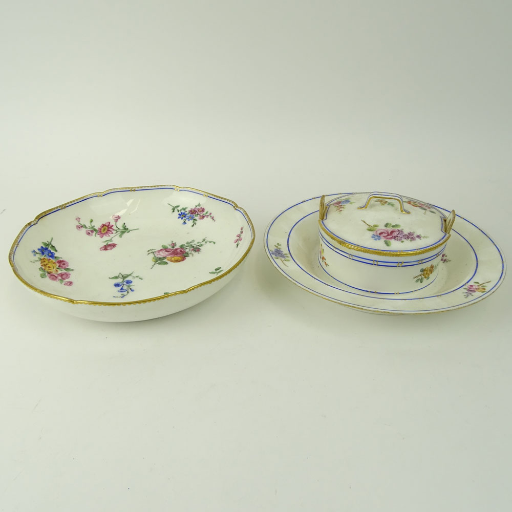 Collection of Four (4) 18th Century Sevres Porcelain Covered Butter Dishes and bowls.