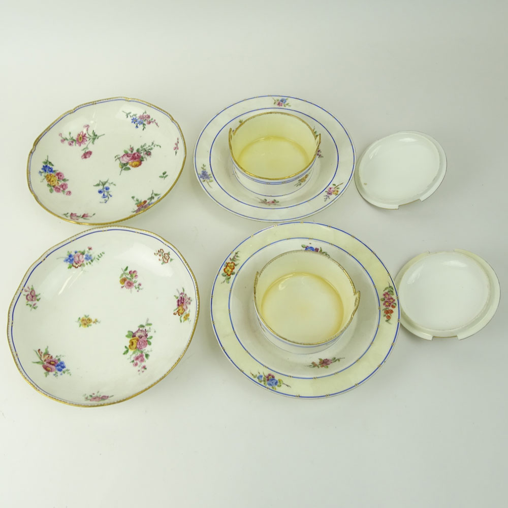 Collection of Four (4) 18th Century Sevres Porcelain Covered Butter Dishes and bowls.