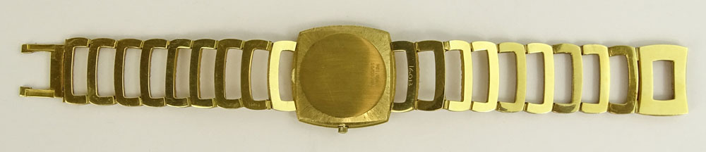 Vintage Buccelatti 18 Karat Yellow Gold Bracelet Watch with Universal Genève Manual Movement.