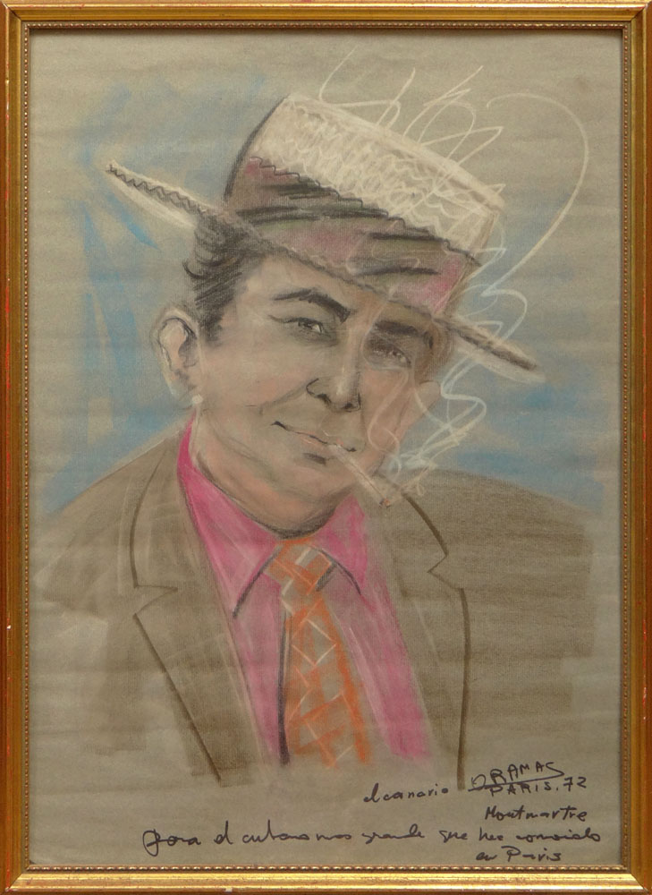 Humberto Oramas, Mexican (1948-2005) Pastel on Paper "Portrait".