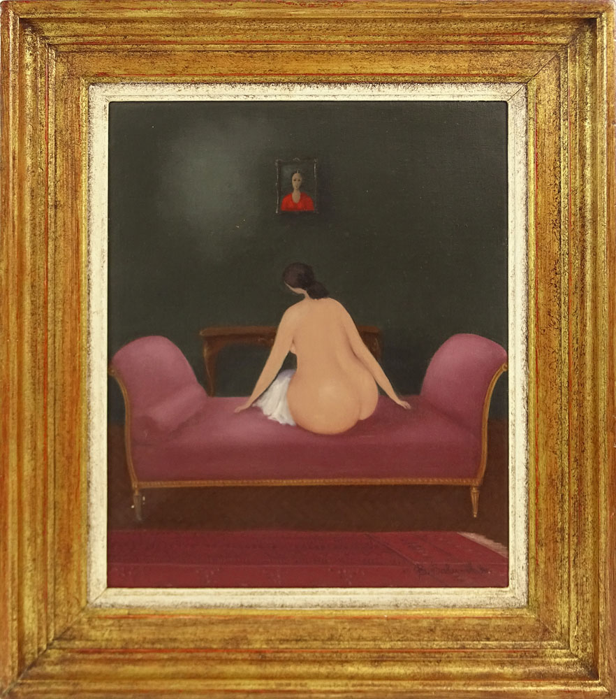 Branko Bahunek, Croatian (1935-2005) Oil on canvas "Seated Nude" 