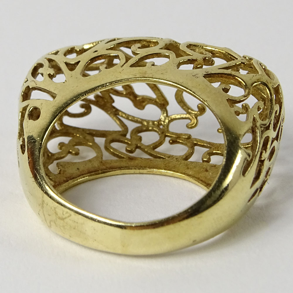 Lady's Delicate 14 Karat Yellow Gold Filigree Ring. Signed S. P..