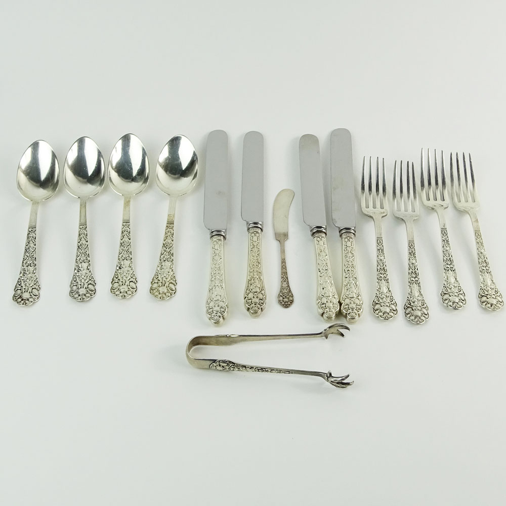 14 Pieces of Gorham Sterling Silver Flatware in the Old Medici Pattern.