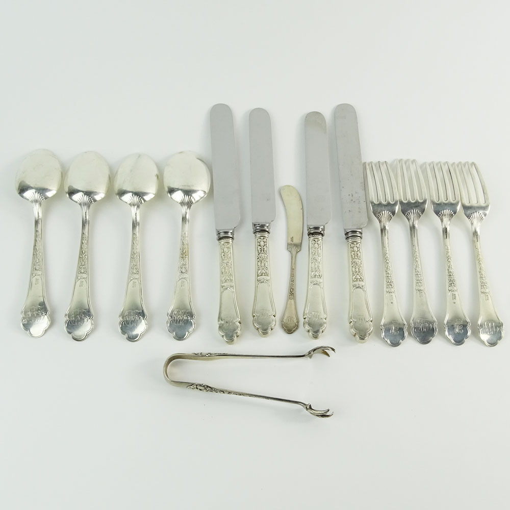 14 Pieces of Gorham Sterling Silver Flatware in the Old Medici Pattern.