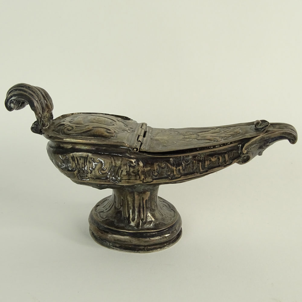 Unusual 18th Century or Earlier Unsigned Sterling Silver Oil Lamp.