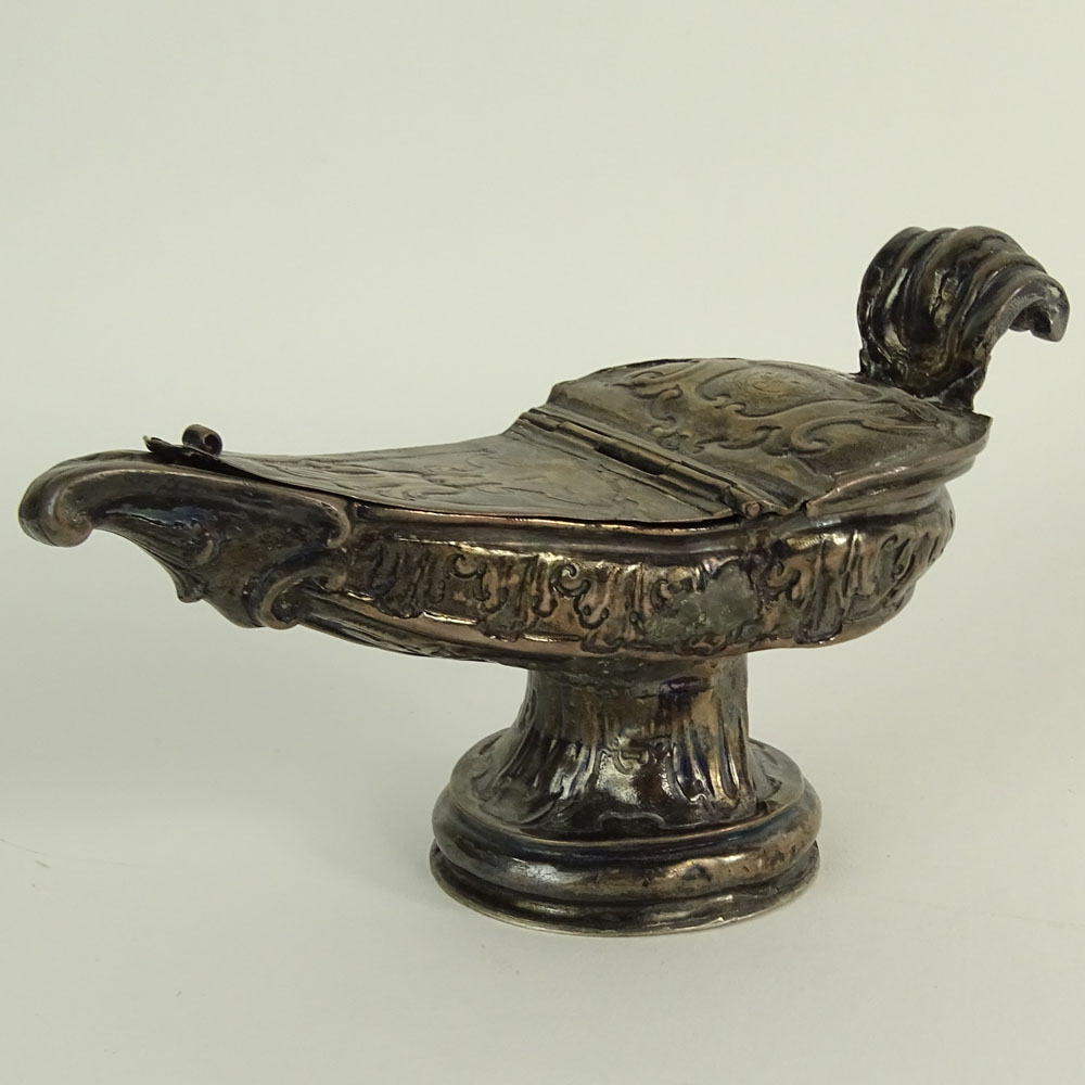 Unusual 18th Century or Earlier Unsigned Sterling Silver Oil Lamp.