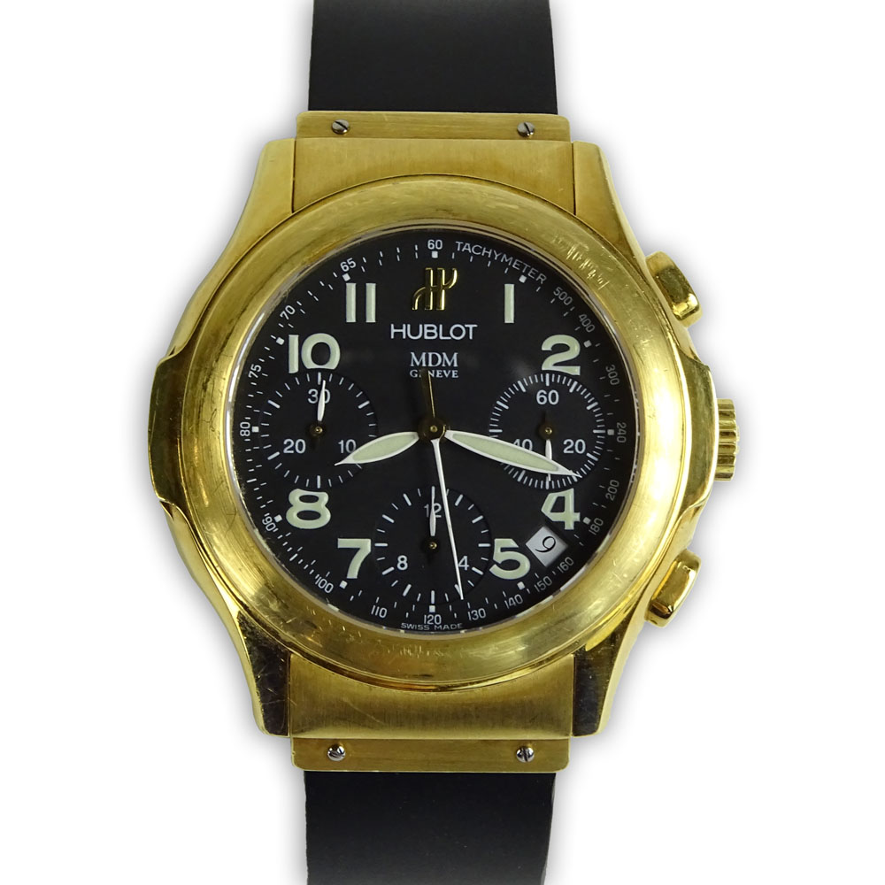 Vintage Men's Hublot MDM 18 Karat Yellow Gold Chronograph 1810.3 watch.