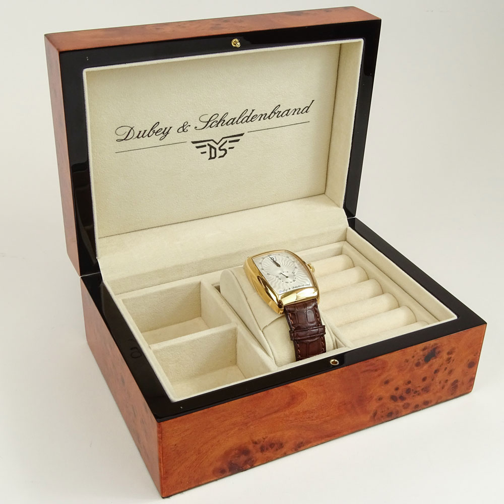 Men's Limited Edition Dubey & Schaldenbrand 18 Karat Rose Gold Watch with Crocodile Strap.