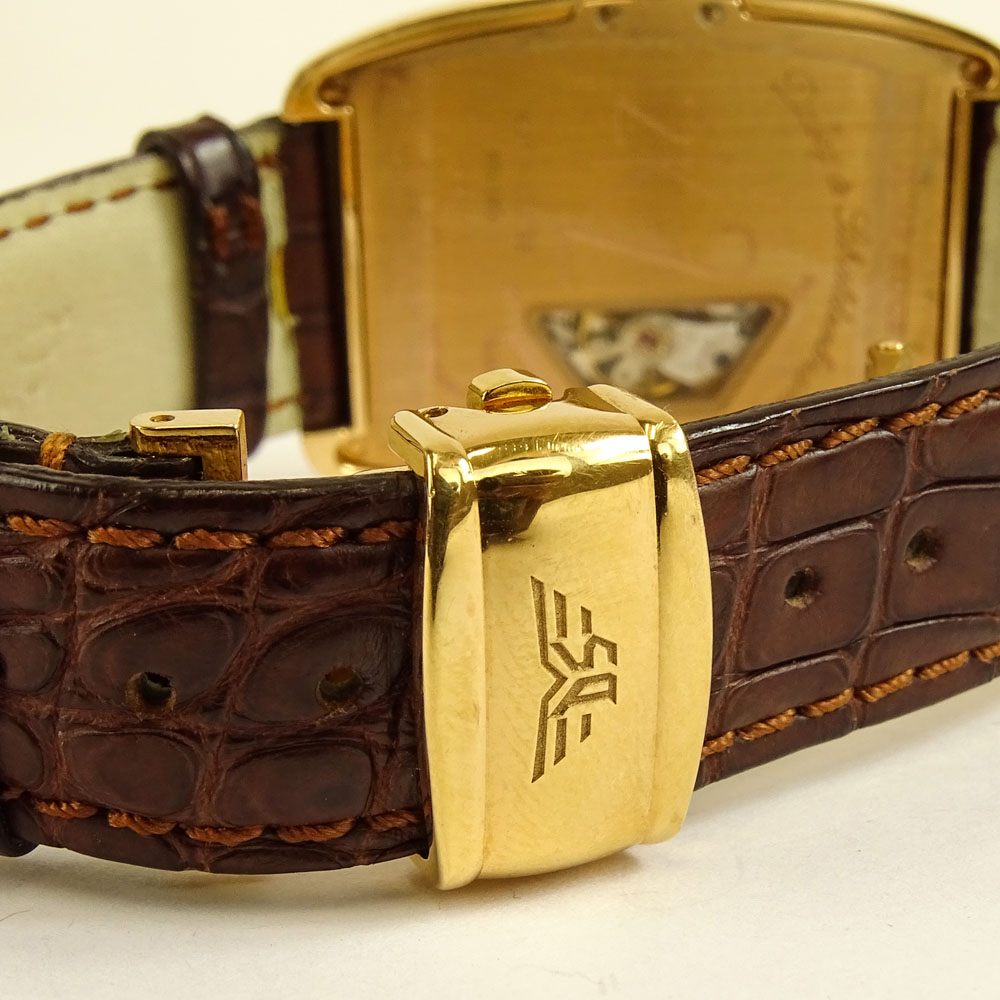 Men's Limited Edition Dubey & Schaldenbrand 18 Karat Rose Gold Watch with Crocodile Strap.